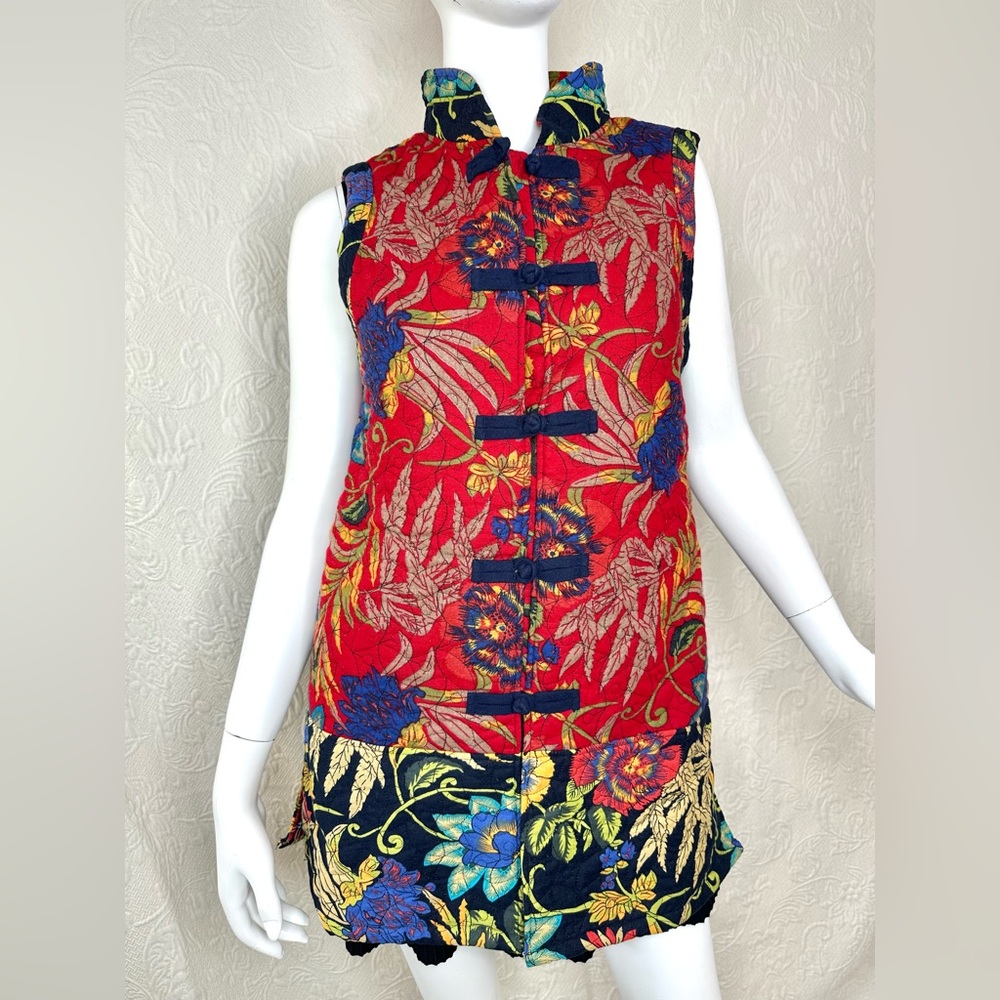 Ke Ke Quilted Linen Long Colorful Vest - Picture 2 of 16